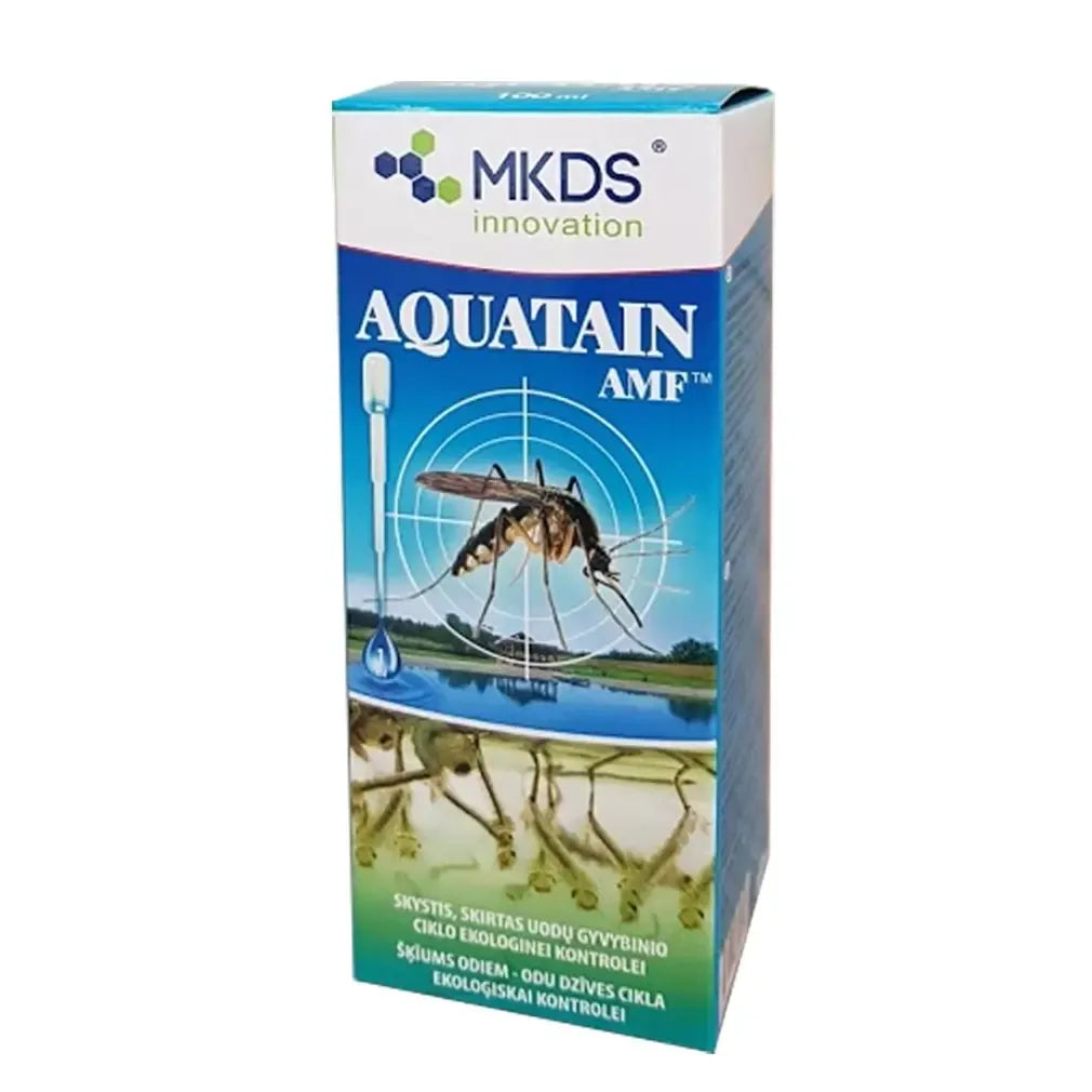 Biologinė priemonė Aquatain AMF nuo uodų ir mašalų lervų tvenkiniams, 100 ml, skystis, efektyvi vandens taršos kontrolė