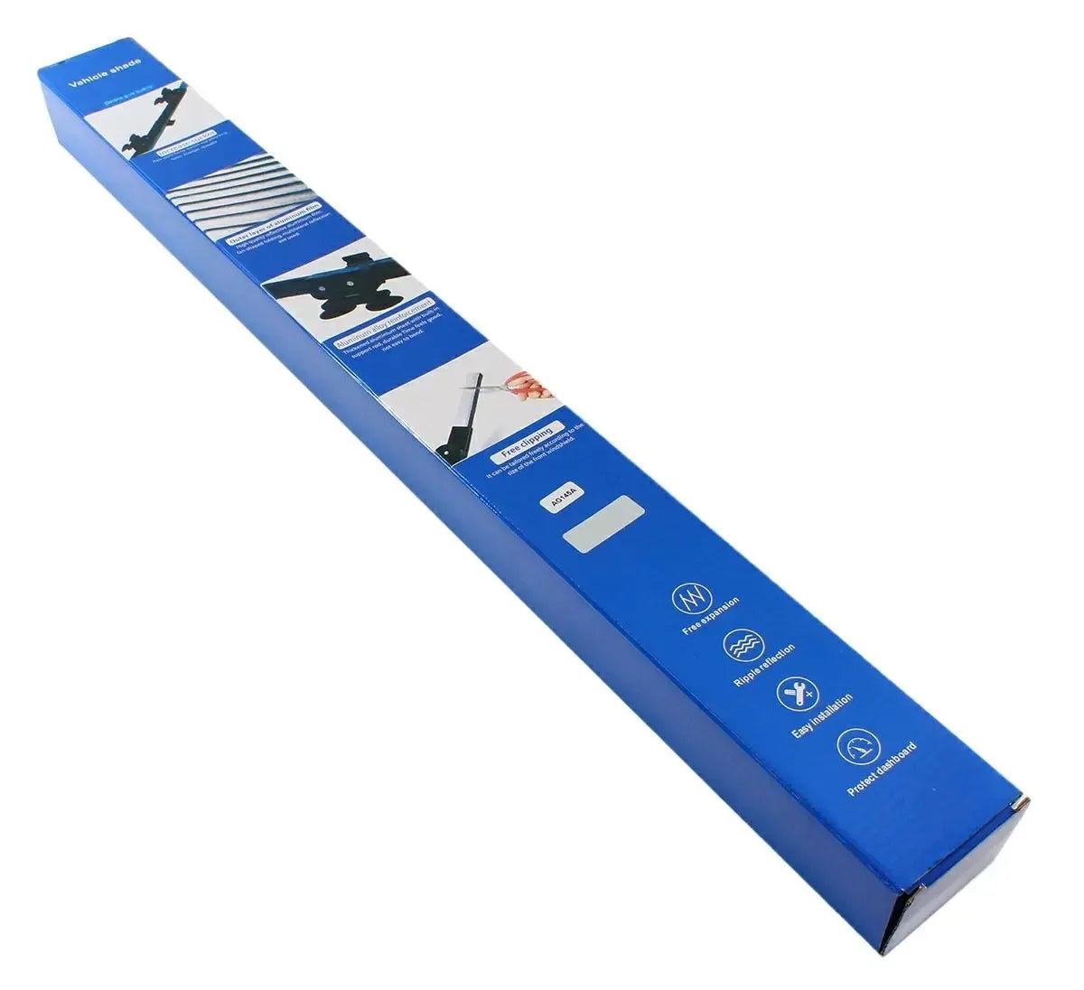 Universalios automobilių žaliuzės nuo saulės, 150x70 cm, tamsios spalvos, montuojamos automobilyje siekiant apsaugoti nuo saulės spindulių.