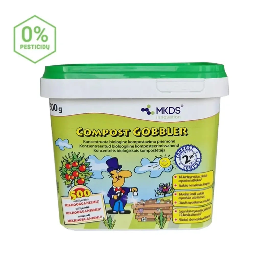 Komposto mikroorganizmai Compost Gobbler, 500 g, natūraliam kompostavimui, skaidrina organines medžiagas ir pagerina dirvožemį.