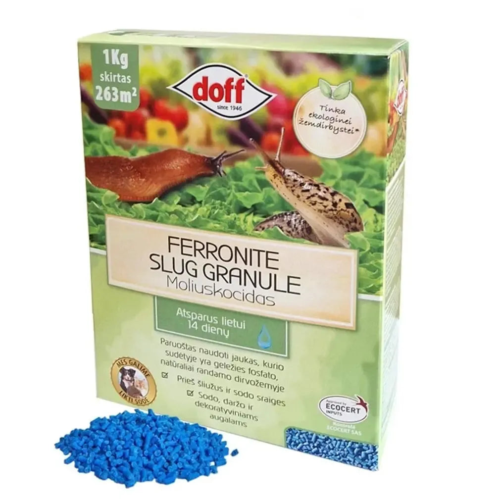 FERRONITE SLUG GRANULE moliuskocidas nuo šliužų ir sraigių, 1 kg granulės sodui ir daržui apsaugoti nuo kenkėjų