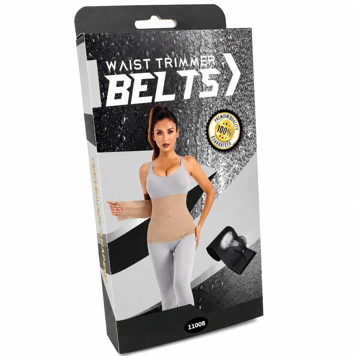 Formuojantis juosmens diržas „Waist Trimmer Belt“ 11008, juoda, lankstus ir patogus, skirtas juosmens formavimui ir treniruotėms.