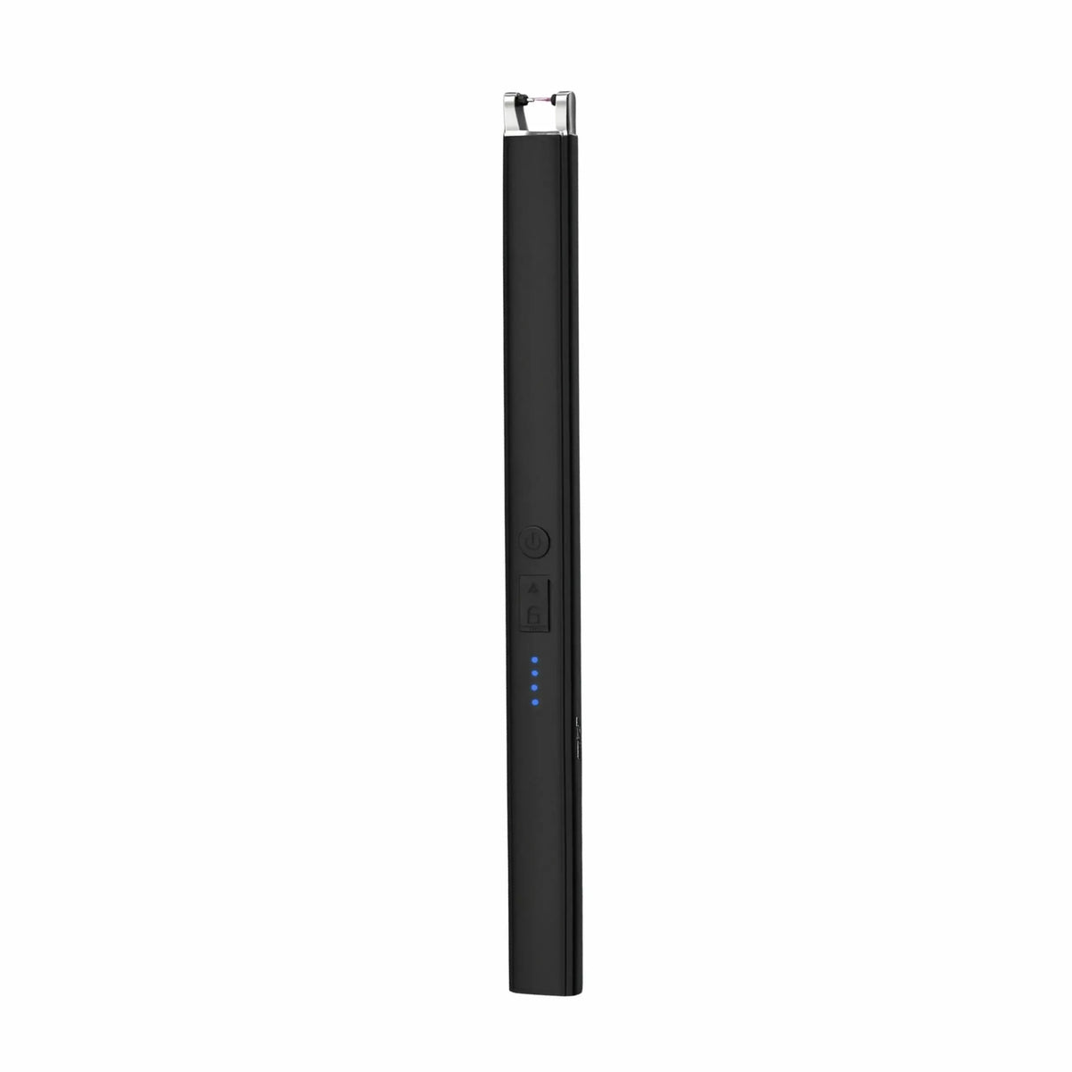 Elektrinis impulsinis žiebtuvėlis su USB įkrovimu, kompaktiškas ir modernus, skirtas lengvai uždegti cigaretes ar degiklius.
