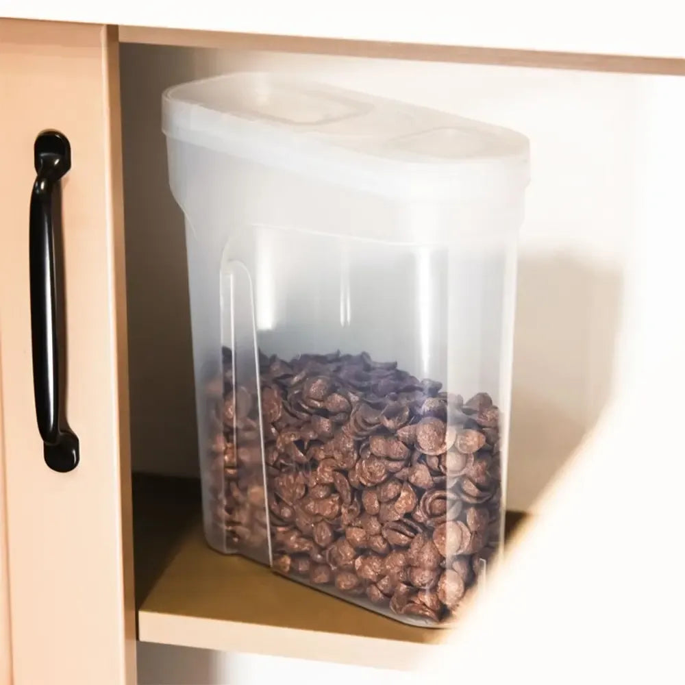 Indeliai biriems produktams, 3 vnt. rinkinys, plastikiniai indeliai su sandariomis dangteliais, tinkami laikyti sausąsias ir smulkiąsias medžiagas.
