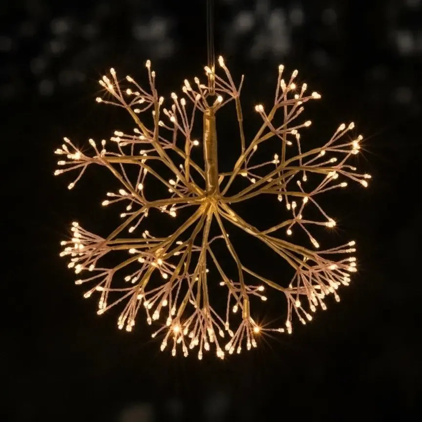 Auksinės spalvos Kalėdinė LED amalų dekoracija, 40 cm ilgio, su šviesomis ir elegantišku dizainu.
