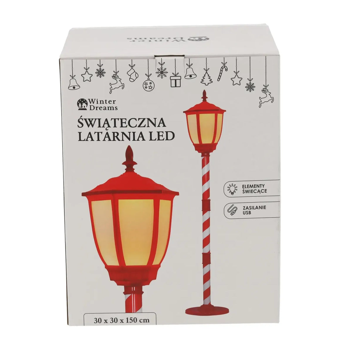 Ziemassvētku LED laterna ar USB barošanu, 150 cm
