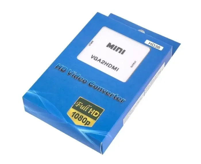 VGA į HDMI vaizdo keitiklis su audio palaikymu, kompaktiškas adapteris kompiuteriui ir monitoriui.
