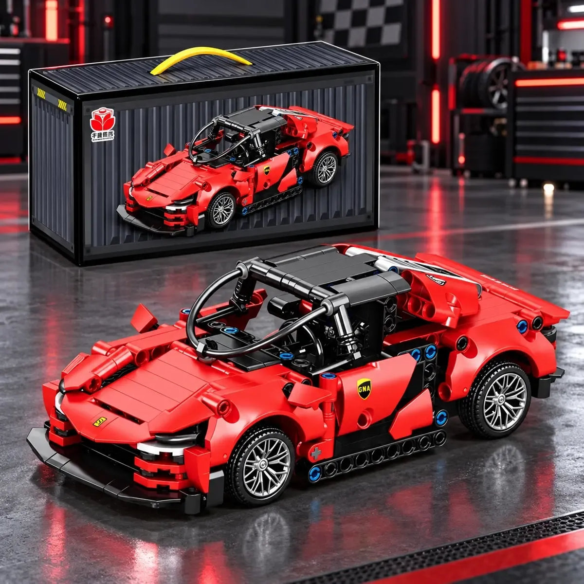 Sportinis automobilis konstruktorius dėžutėje, žaislas vaikams, sudėtinas iš plastiko detalių, TR2387F modelis.