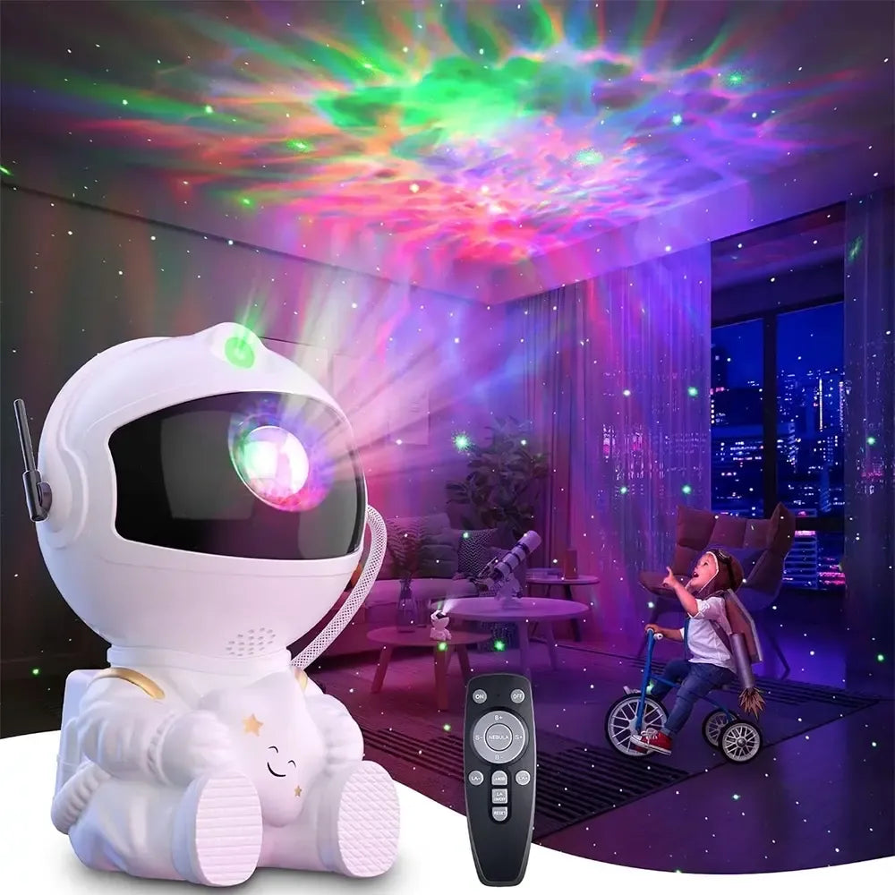 LED projektorius Astronautas su Bluetooth funkcija, rodo šviesos ir vaizdo efektus, idealus vaikų kambariui ar žaidimų erdvei