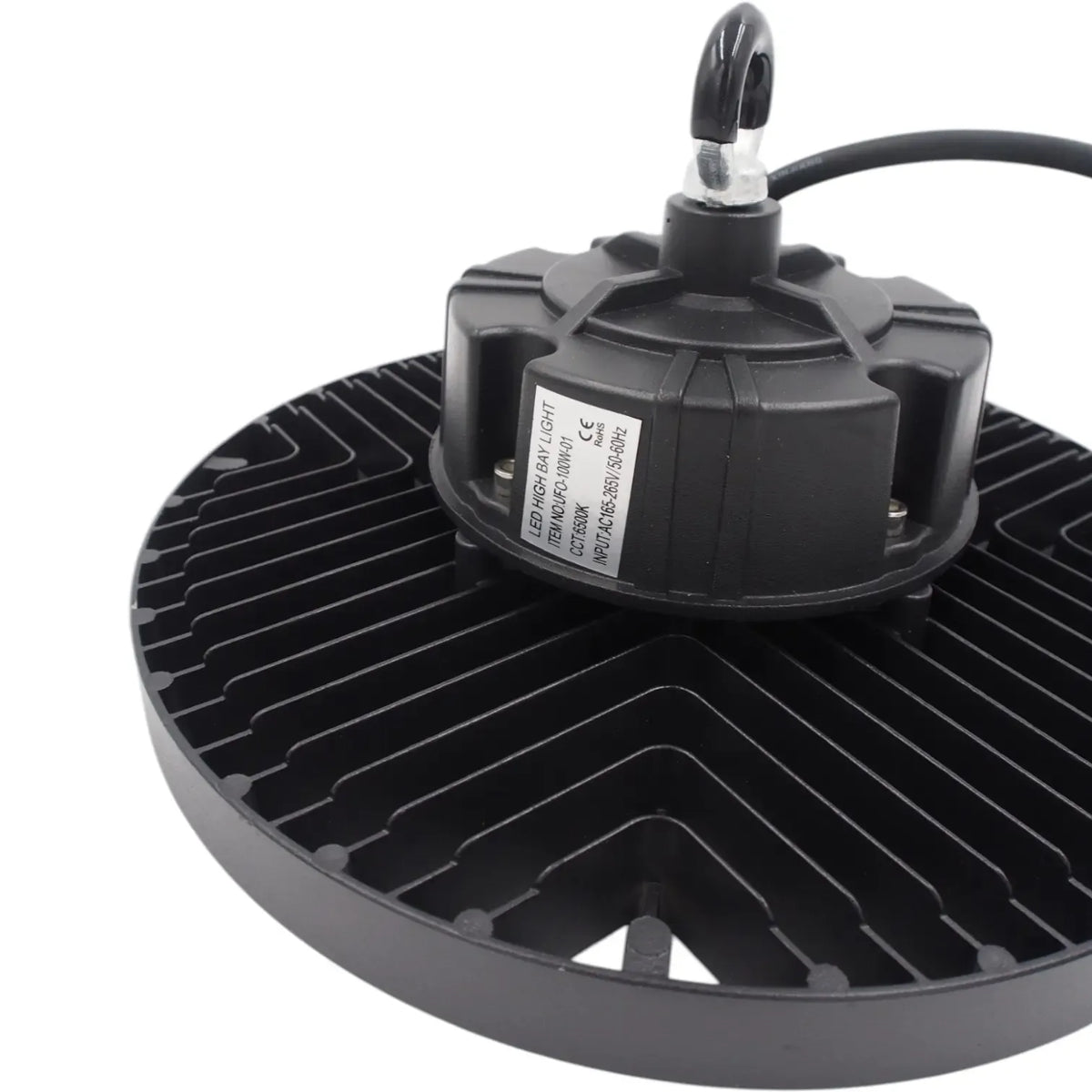 LED UFO High Bay 100W šviestuvas su 6500K šviesa, plokščias apšvietimo įrenginys patalpoms ir sandėliams