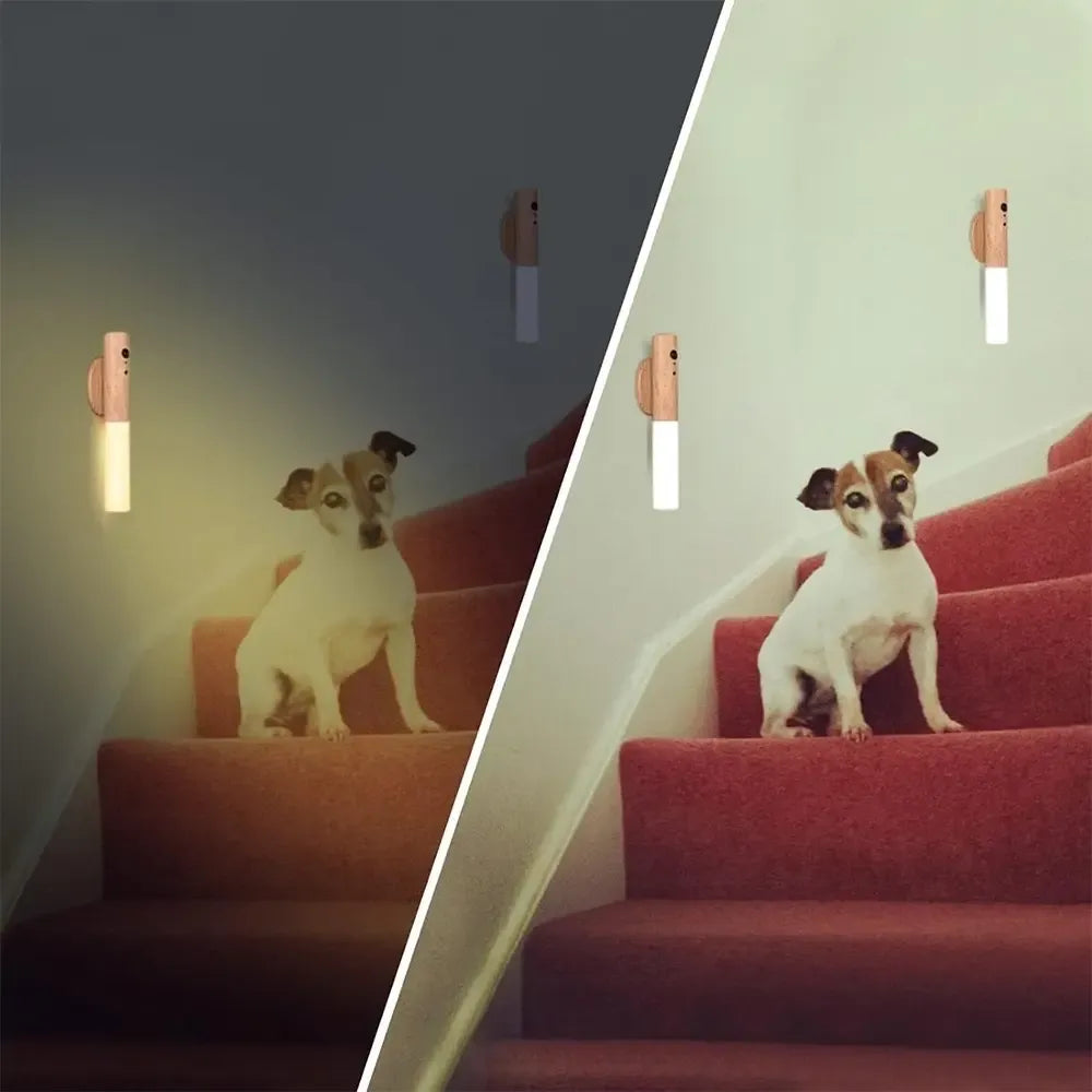 Magnetinis LED šviestuvas su judesio jutikliu, baltas, su magnetine pagrinde, skirtas apšvietimui ir energijos taupymui.