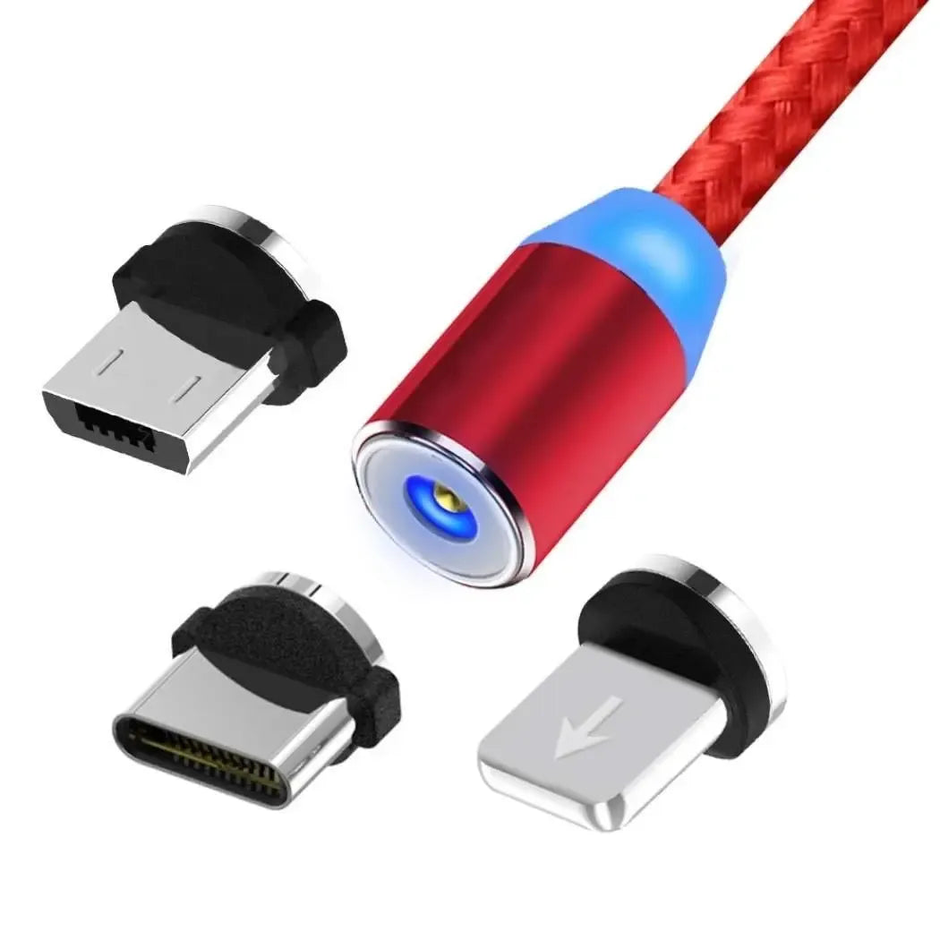 Magnetinis USB įkrovimo laidas 3-in-1, universalus, su magnetiniu jungtimi, tinkamas įvairiems įrenginiams.