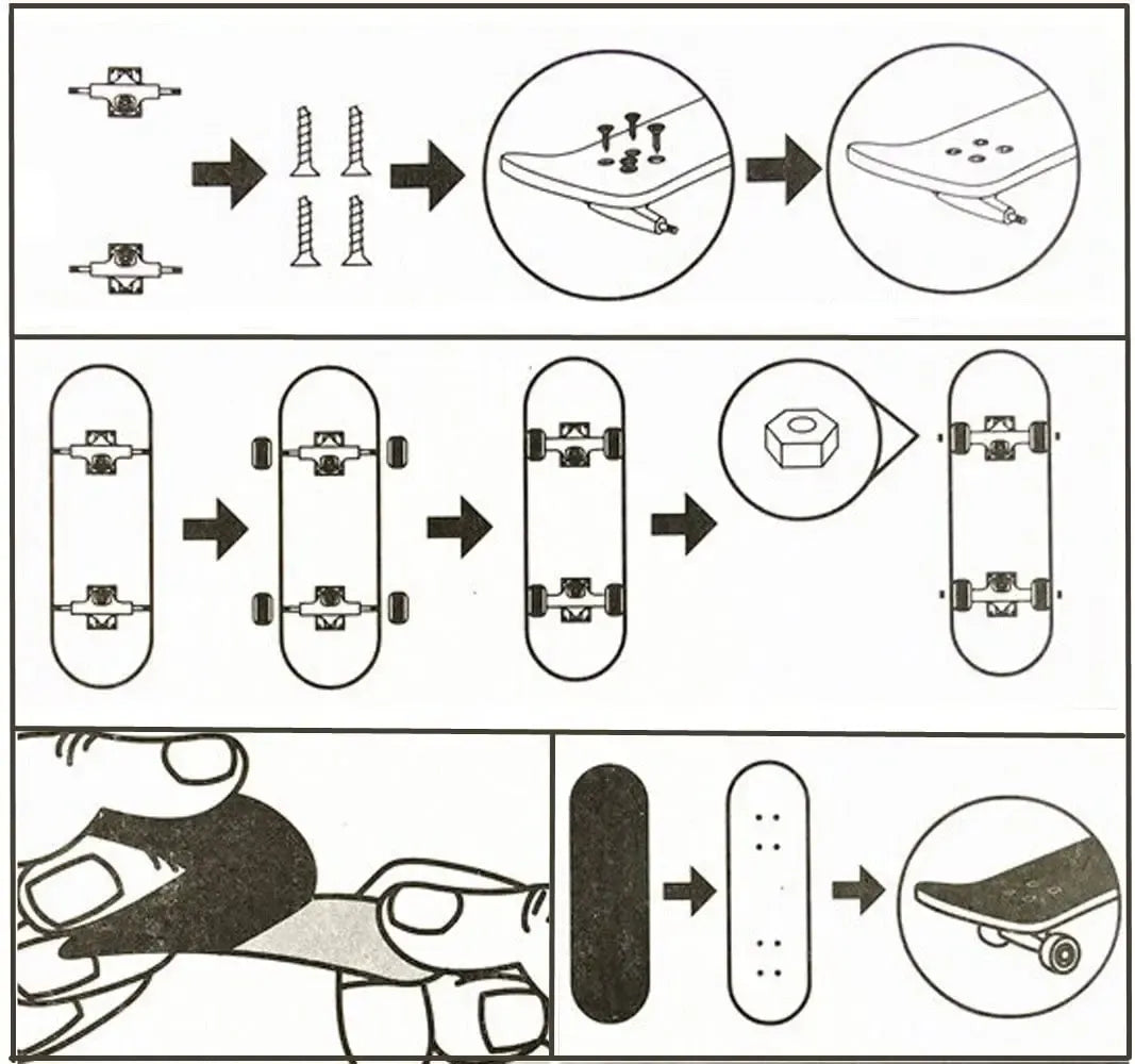 Medinė Finger Board riedlentė XLINE, 10 cm, detalus vaizdas su ratukais ir trinkelėmis, skirta fingerboard mėgėjams