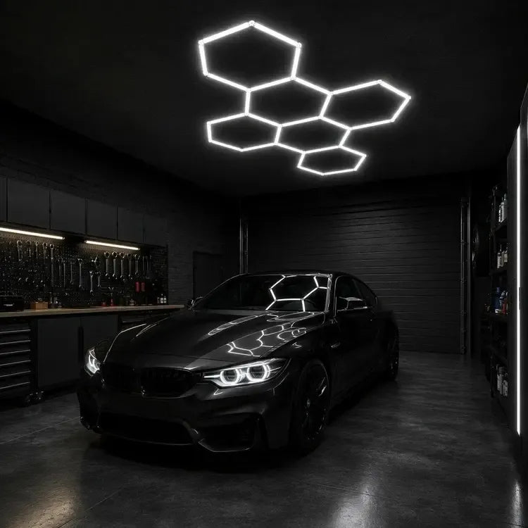Modulinis lubinis LED šviestuvas „Hexagon“, 220 W, modernus ir platus, baltos spalvos LED šviestuvas patalpoms apšvietimui