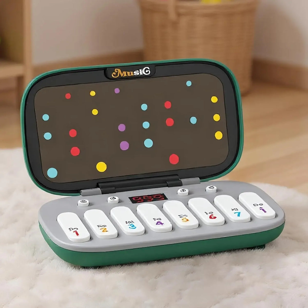 Interaktyvus muzikinis žaidimas Music Rhythm Game Machine su šviesomis ir mygtukais, skirtas muzikos žaidimų entuziastams.