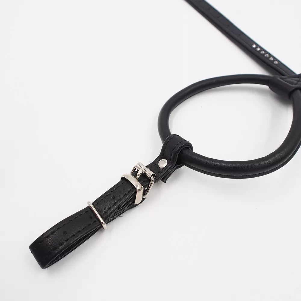 Odinės šunų petnešos su Swarovski kristalais, Hunter, 35/11, elegantiškos ir patvarios šuns vedžiojimui.