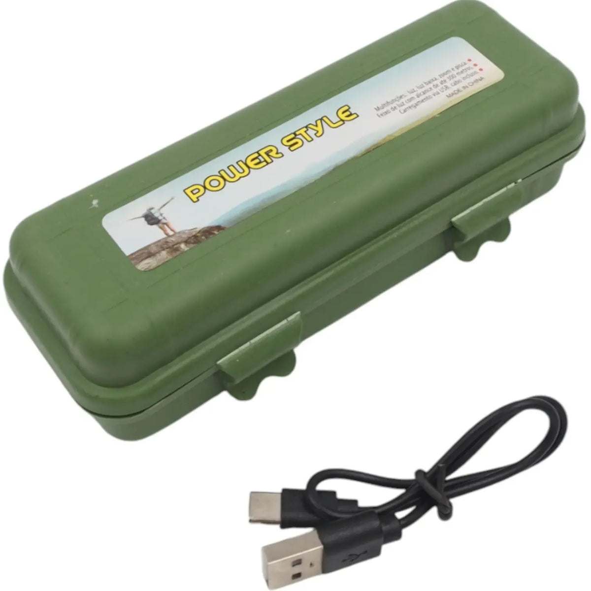 Įkraunamas LED prožektorius Power Style TR2004B su USB ir apsauginiu dėklu, ryškus ir patvarus apšvietimo įrankis.