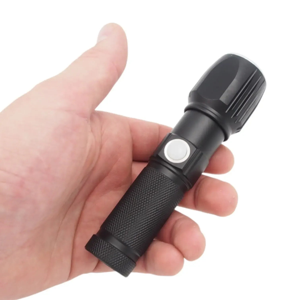 Įkraunamas LED prožektorius Power Style TR2004B su USB ir apsauginiu dėklu, ryškus ir patvarus šviesos šaltinis.