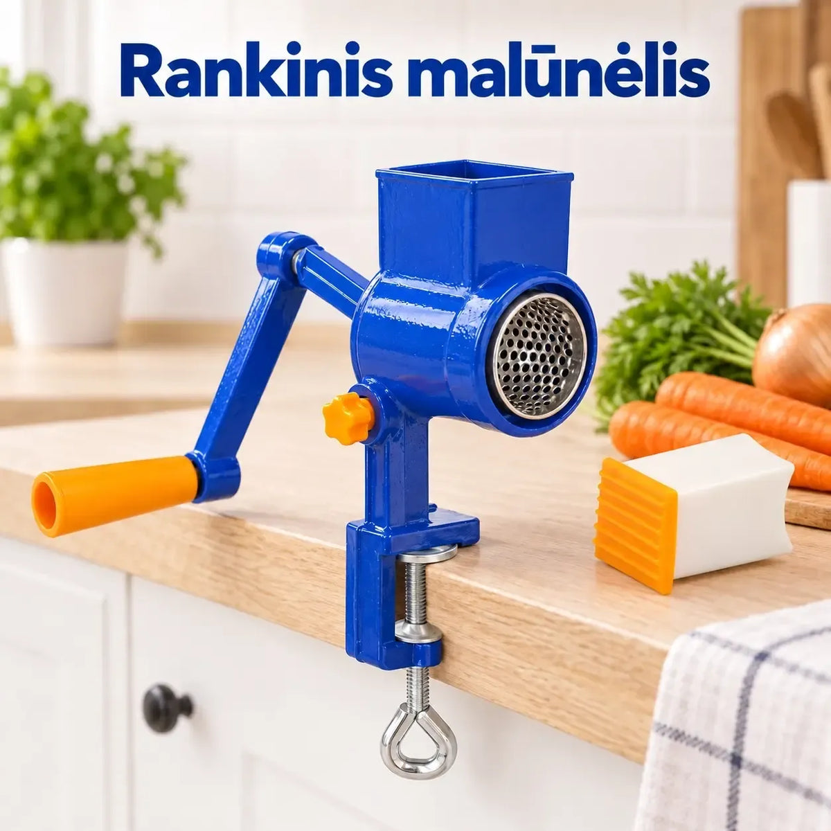 Rankinis malūnėlis TR2308A su rankena ir metaliniu korpusu, skirtas malti kavą ar prieskonius.