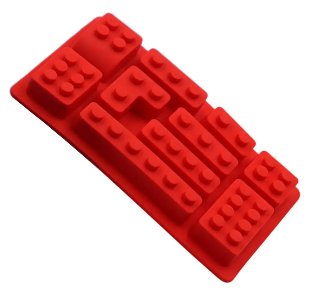 Silikoninė kepimo forma Lego kaladėlėms, lanksti ir dažoma, skirta keksiukams ir desertams gaminti su Lego motyvu.
