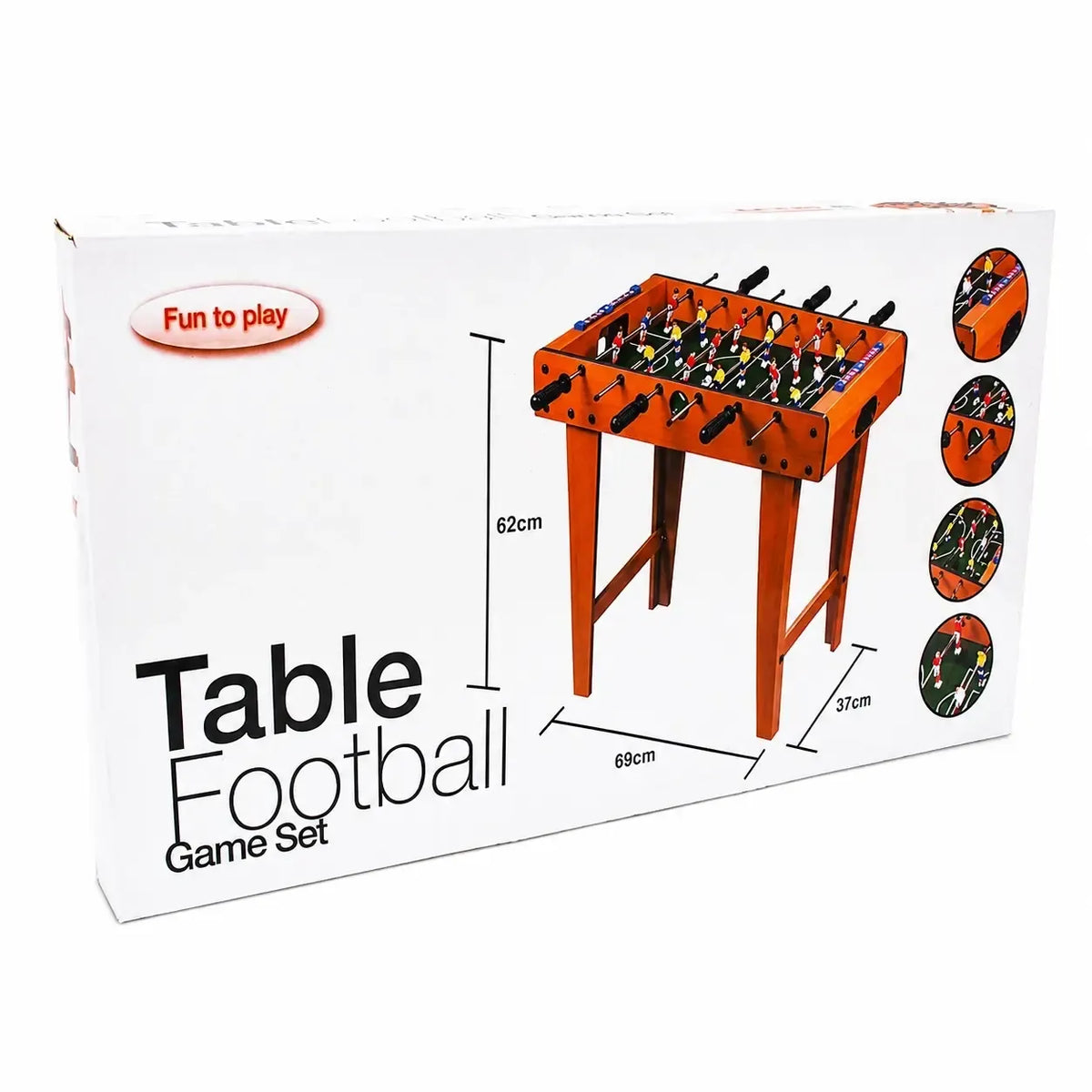 Stalo futbolo žaidimas su kojelėmis TR2354A, plieno rėmu ir rankenėlėmis, žaidimo lenta ir futboleliai.