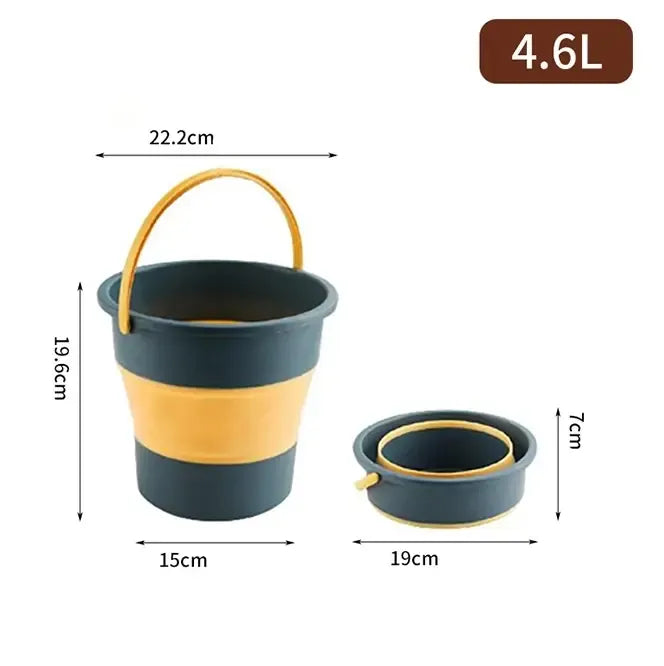 Sulankstomas kibiras 4,6 L, plastikinis, kompaktiškas, skirtas namų ar sodui darbams, lengvai sulankstomas ir saugiai laikomas.