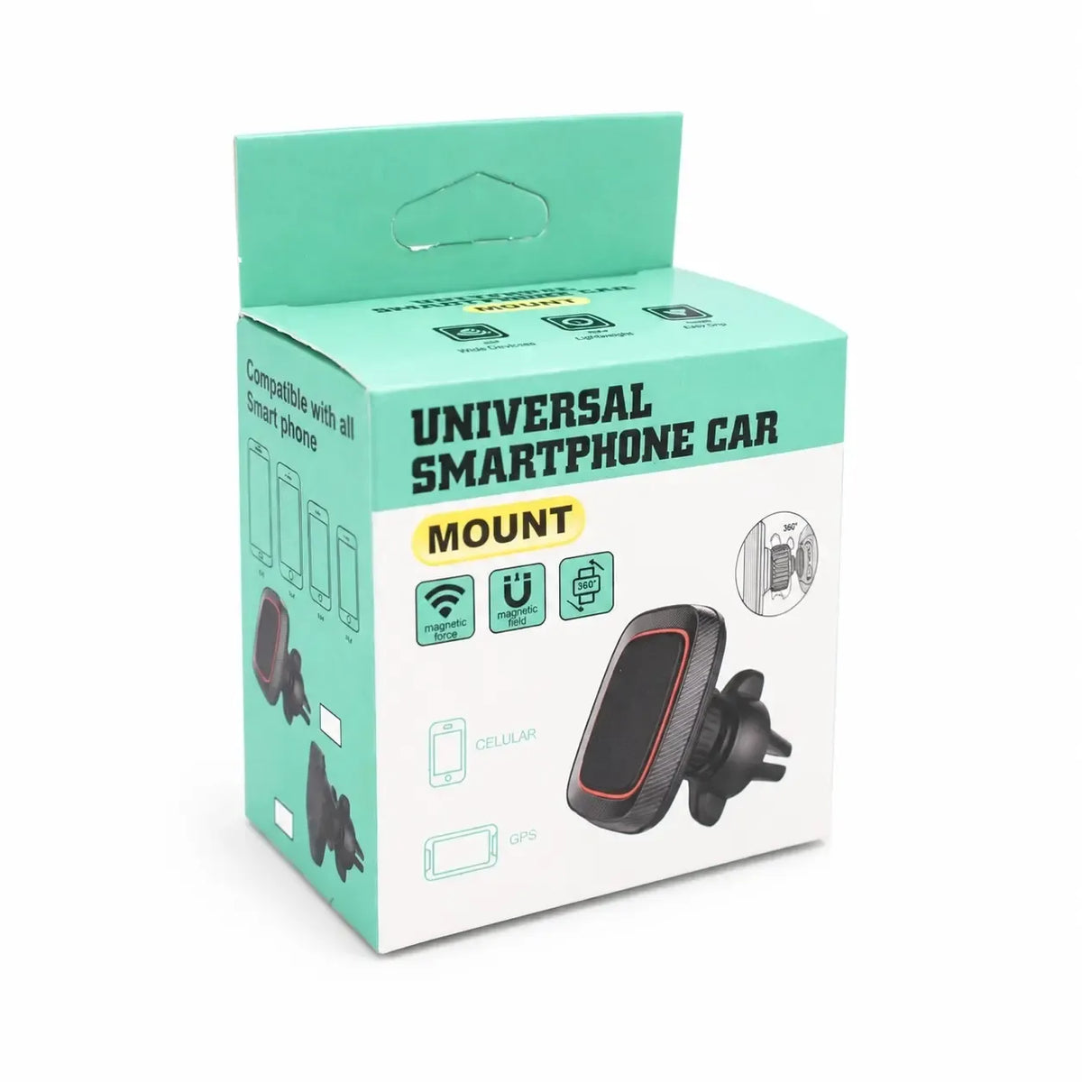 Universalus magnetinis automobilinis telefono laikiklis TR2478A, skaidrus dizainas, tvirtai laikantis išmanųjį telefoną automobilio viduje.