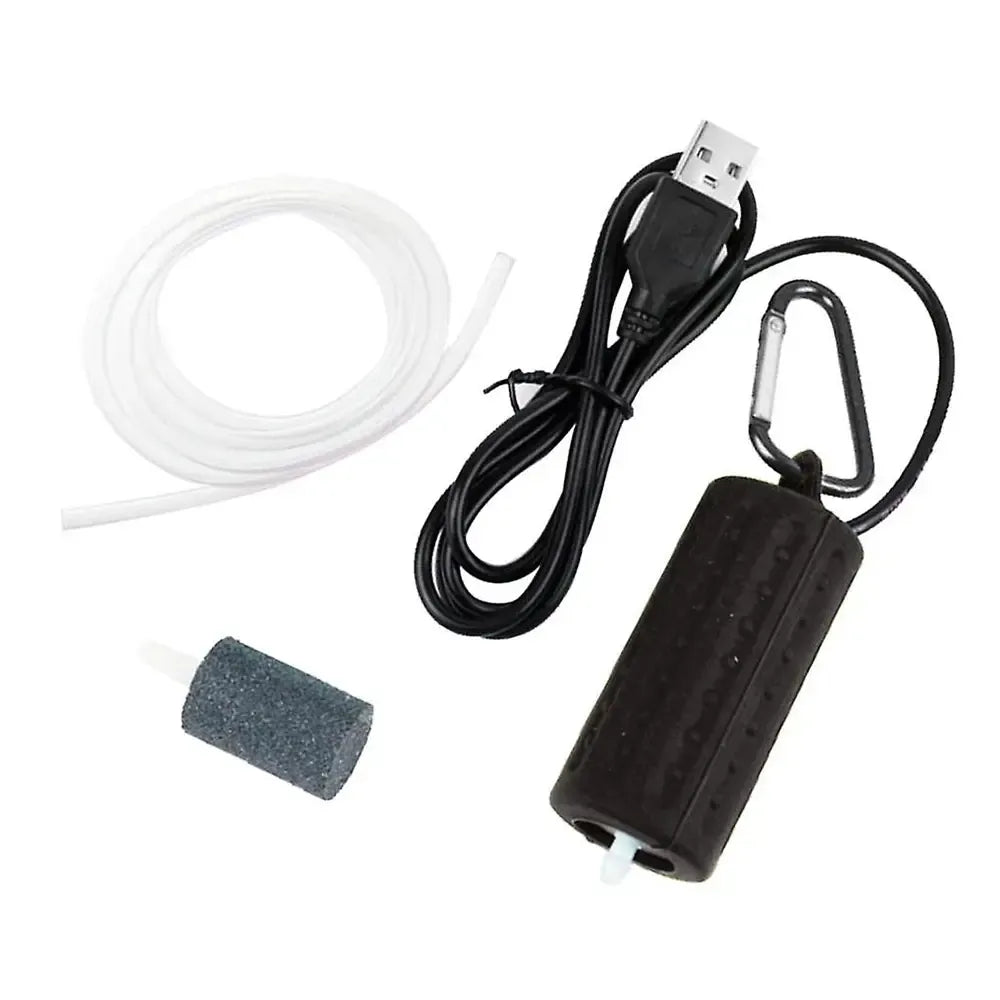 USB deguonies pompa akvariumui, kompaktiška ir tyliai veikianti oro siurblys žuvų akvariumui.