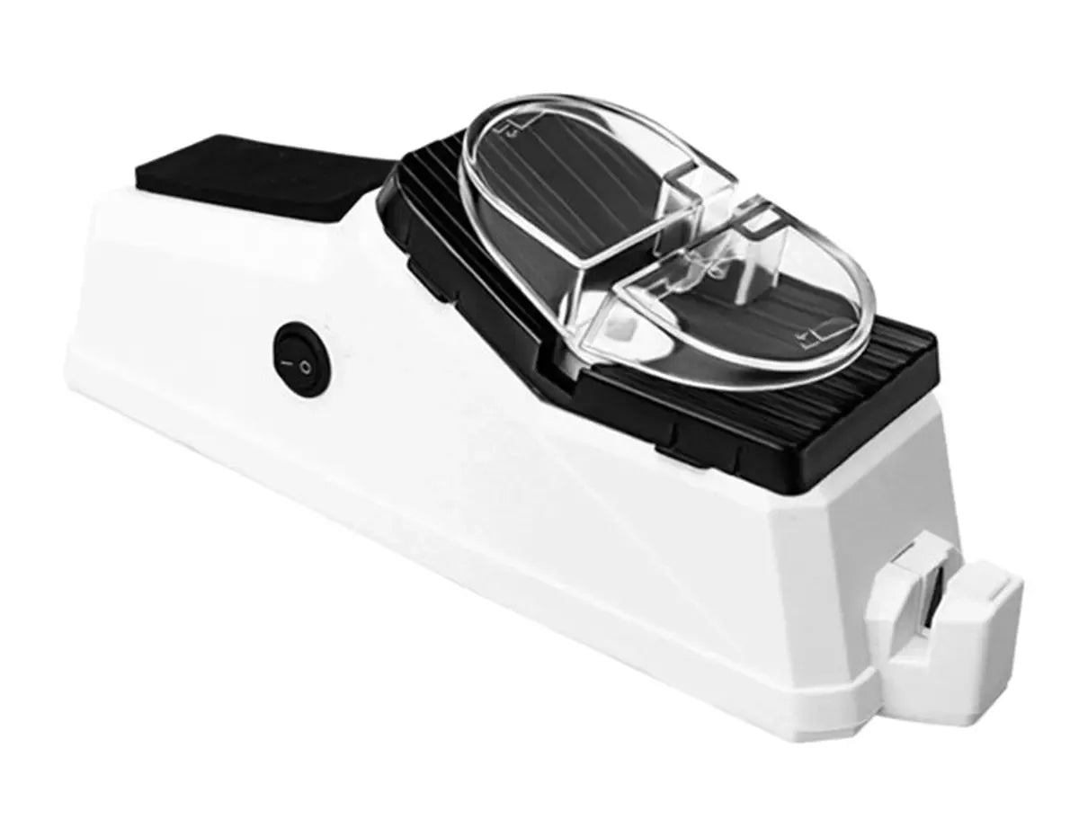 USB elektrinis peilių galąstuvas, kompaktiškas ir patogus, su įkrovimo jungtimi ir tiksliu peilių aštrinimu.