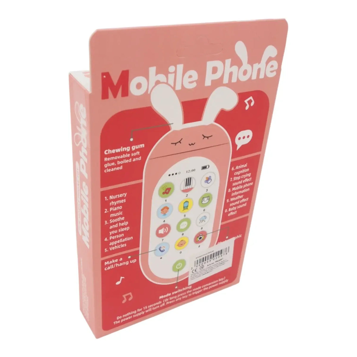 Vaikiškas muzikos ir edukacinis žaislinis telefonas su spalvingais mygtukais ir garsais, skirtas vaikų žaidimams.