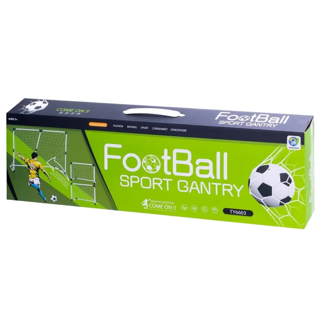Vaikiški futbolo vartai 2-in-1, universalus treniruočių rinkinys vaikams, dideli arba mažesni, matmenys 143x110x70 cm.