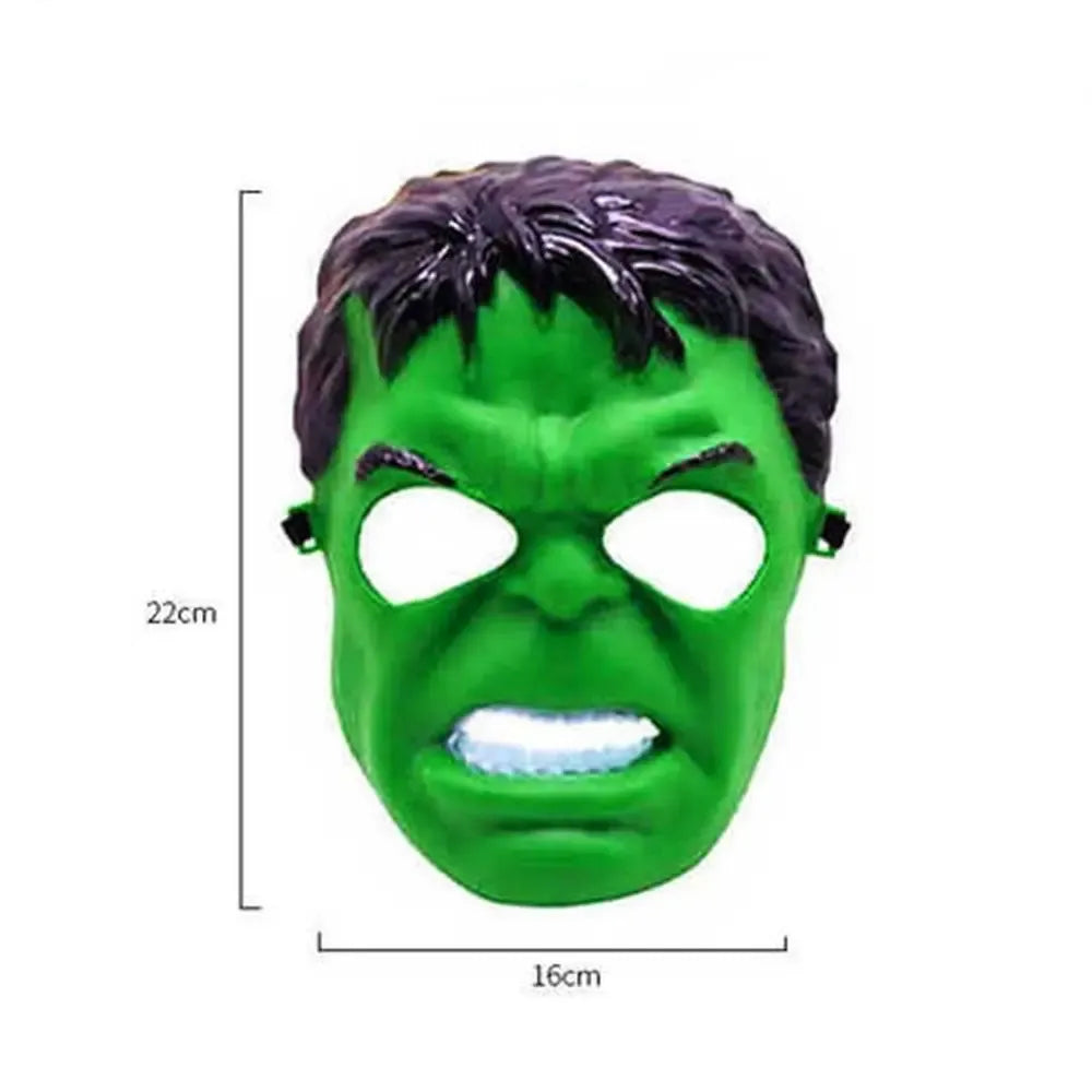 Vaikų kaukė „Hulk“, matmenys 22 x 16 cm, žalia ir detalizuota, skirta žaidimams ir kostiumų vakarėliams