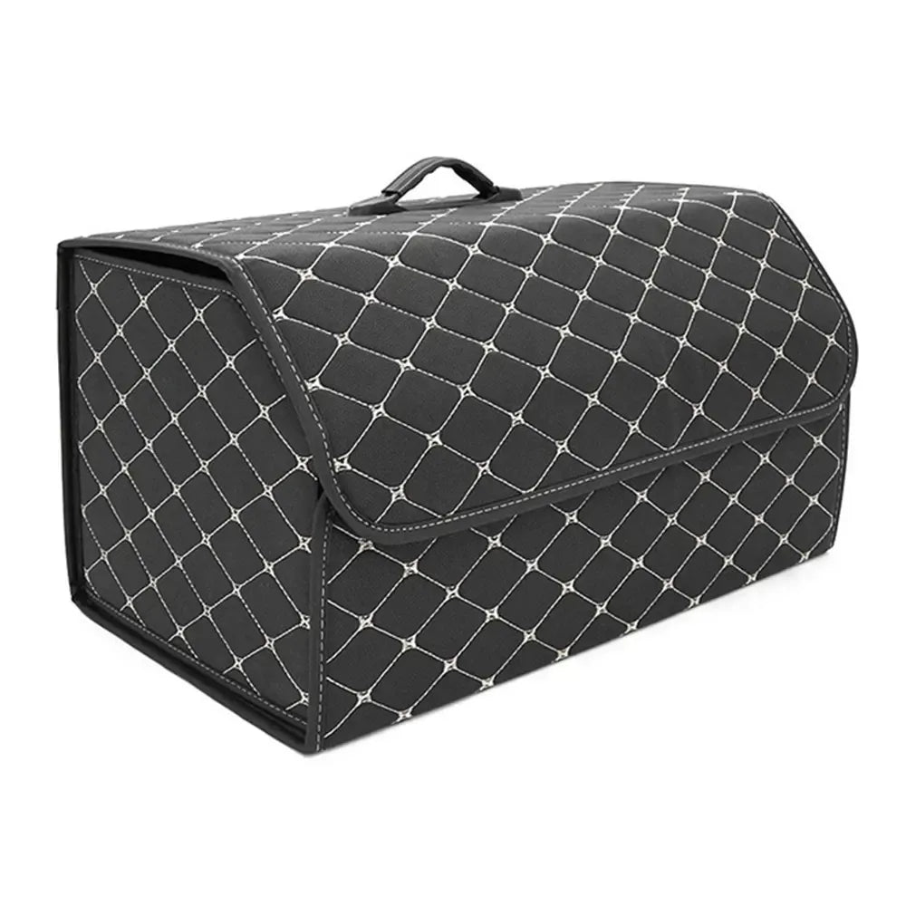 Didelė automobilio daiktadėžė su dangčiu ir rankena, matmenys 65x30x30 cm, patogi ir talpi saugojimo priemonė automobiliui