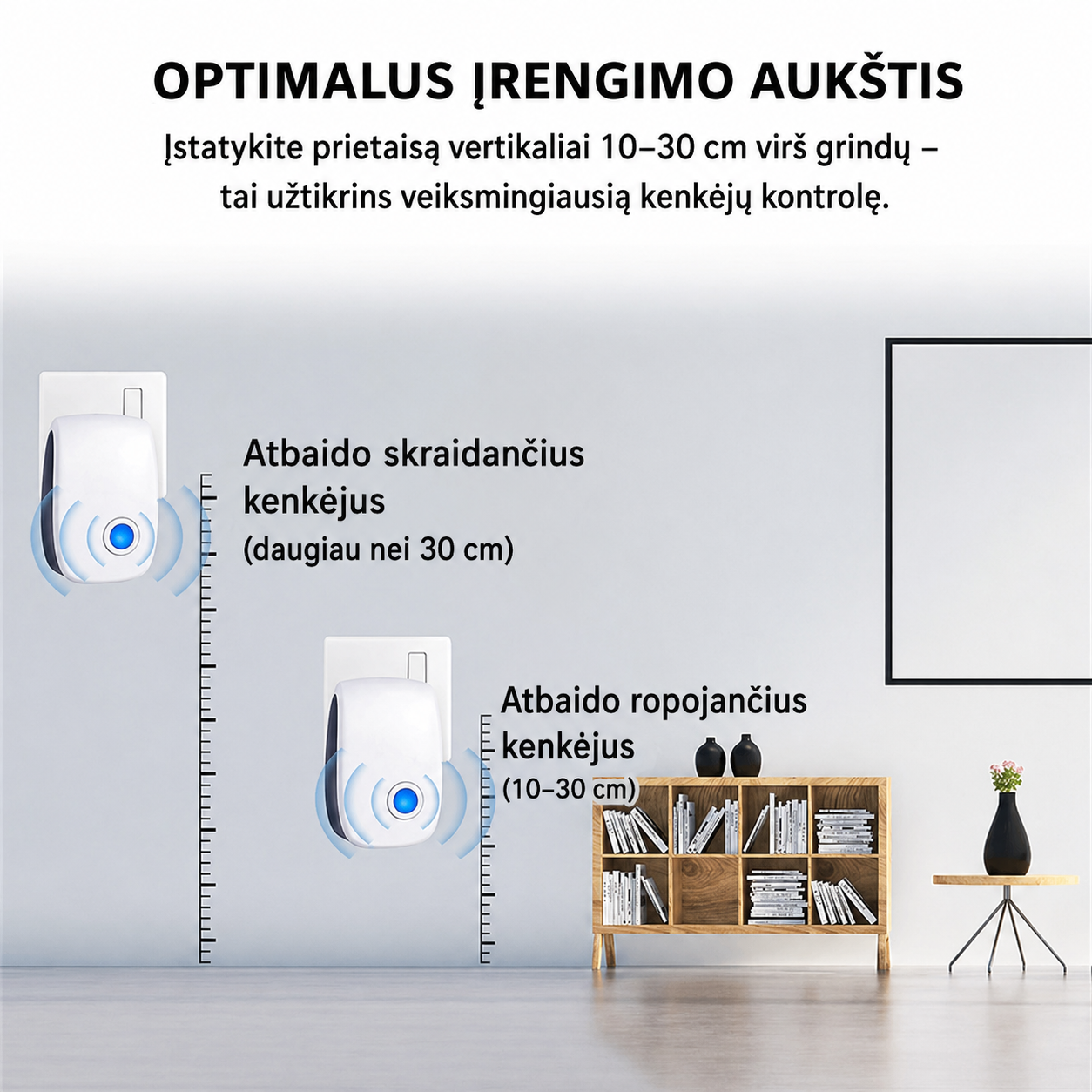 Ultraskaņas grauzēju un kukaiņu atbaidīšanas aparāts