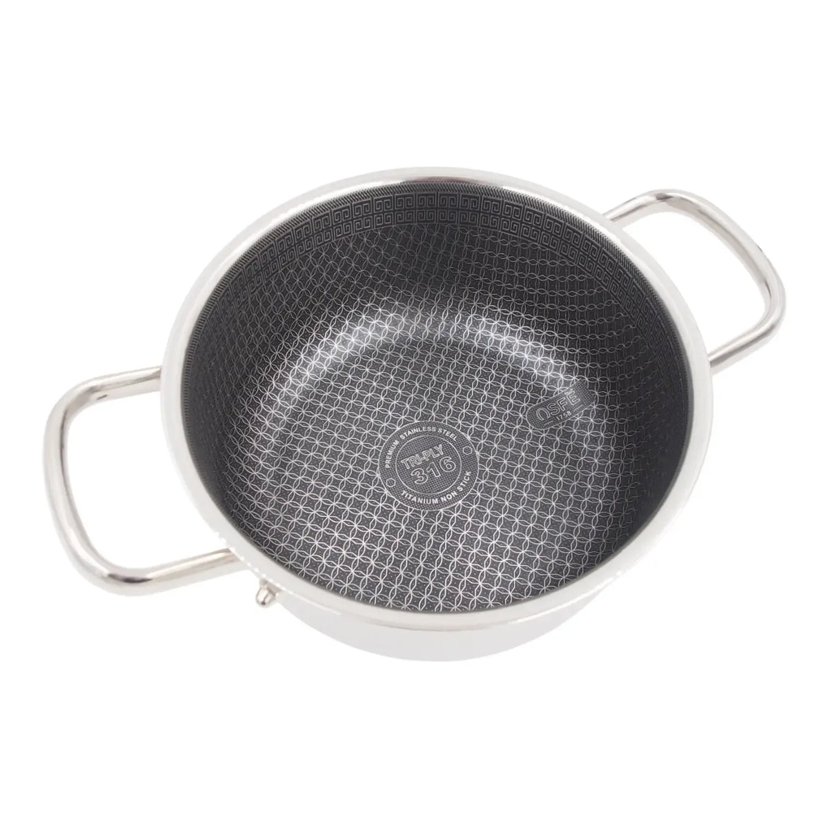 Nerūdijančio plieno puodas su dangčiu, 20 cm, OSFÉ Tri-Ply, 3 litrai, virtuvės reikmenys, kokybiškas maisto gaminimui