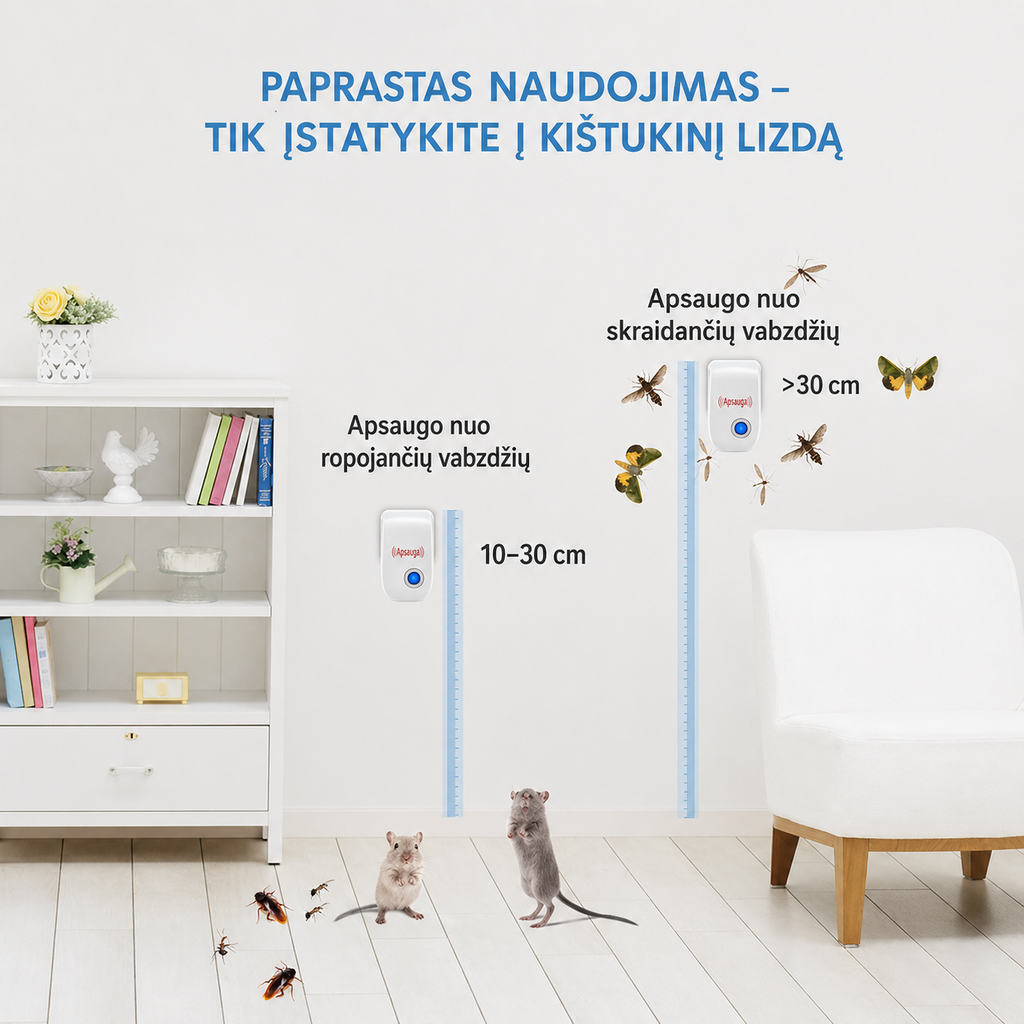 Ultraskaņas grauzēju un kukaiņu atbaidīšanas aparāts