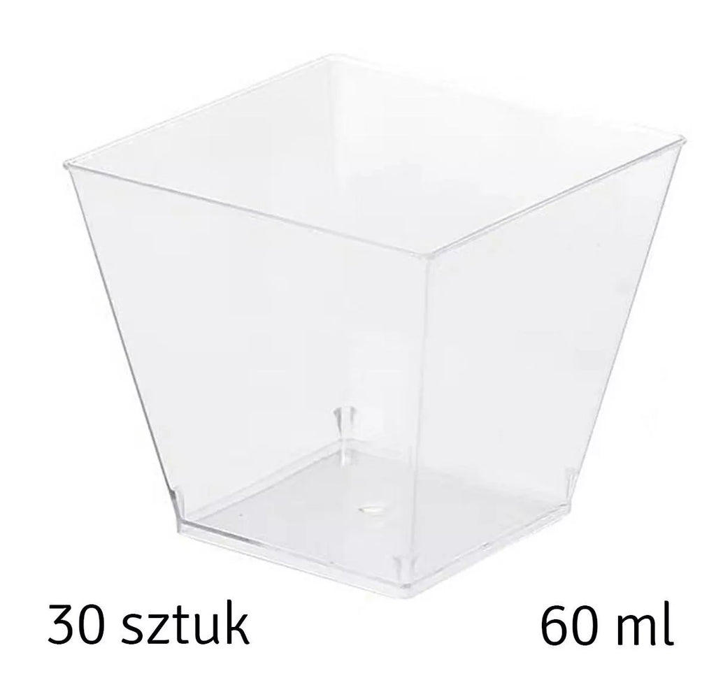 30 permatomų puodelių rinkinys