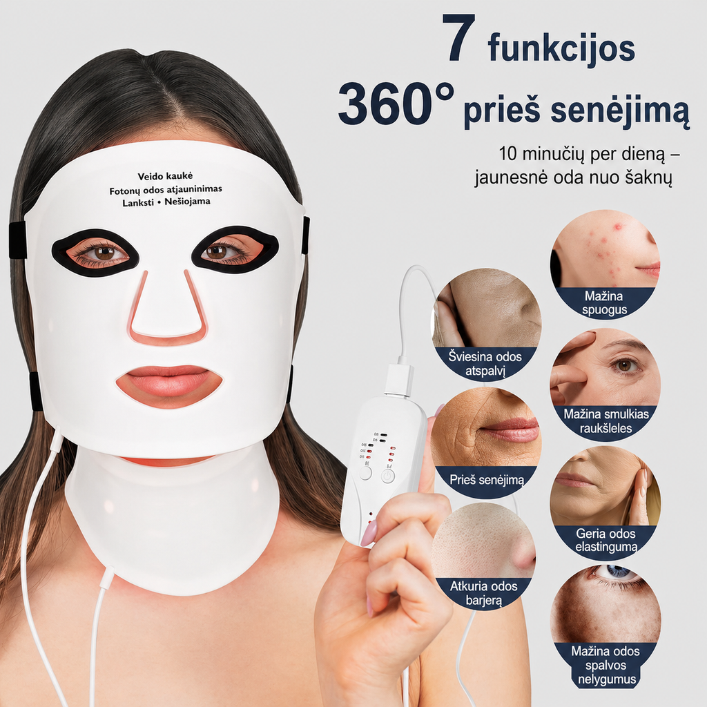 Silikona LED maska sejai un kaklam