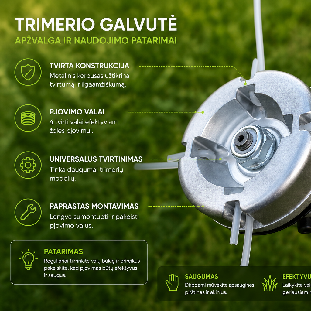 Trimmera galva zāles pļaušanai