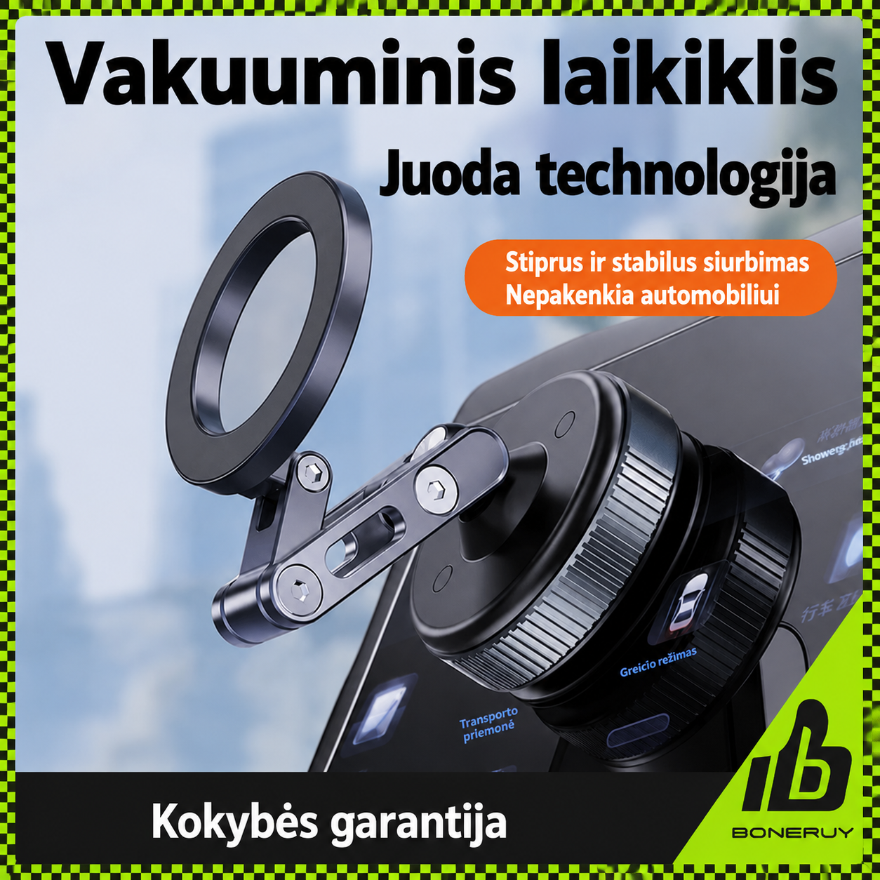 Magnētiskais tālruņa turētājs ar vakuuma stiprinājumu