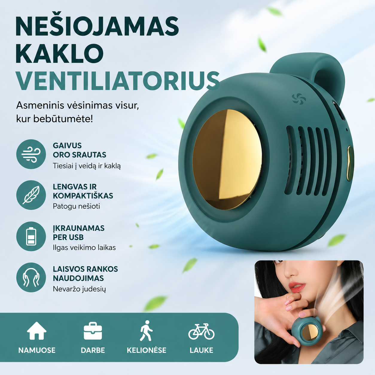 Mini portatīvais ventilators