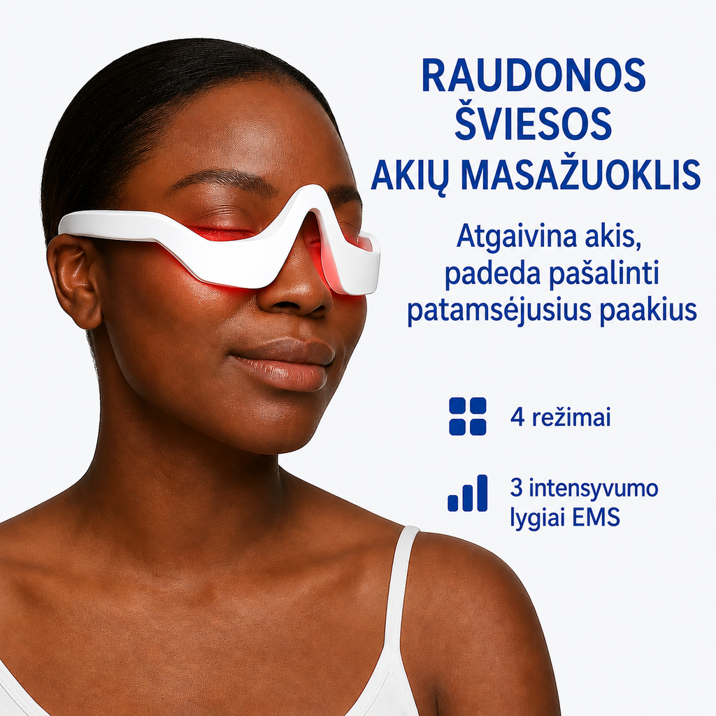 Sarkanās gaismas terapijas brilles maisiņu samazināšanai zem acīm