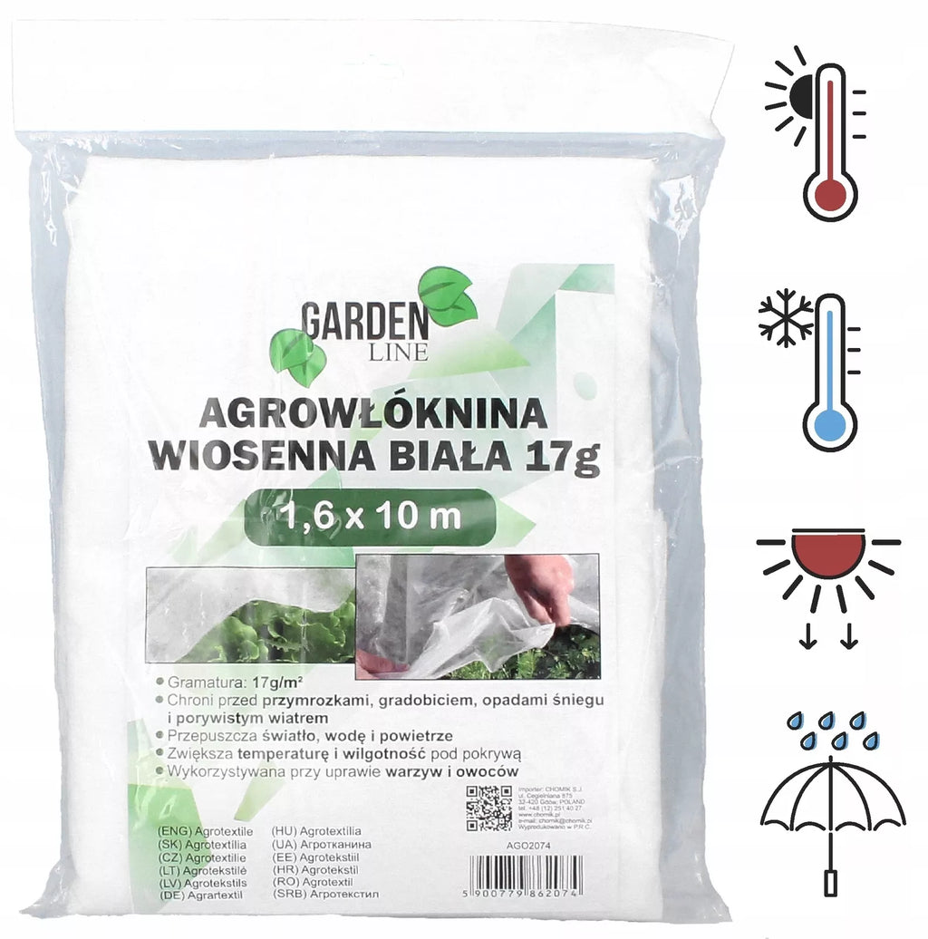Agroplėvelė 1,6 x 10 m pavasarinė balta 17 g/m²
