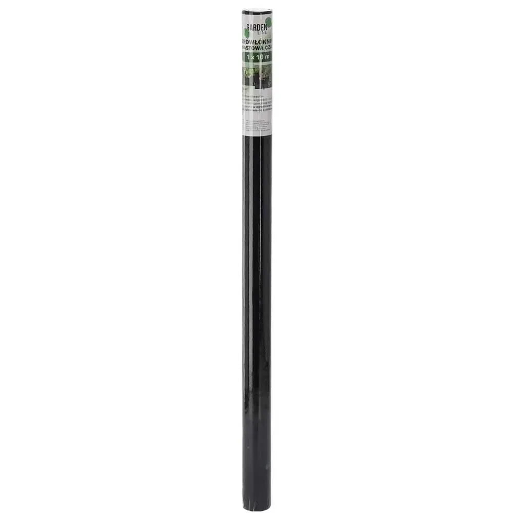 Juoda agroplėvelė nuo piktžolių, matmenys 1 x 10 m, tankis 50 g/m², naudinga sodo ir daržo apsaugai.