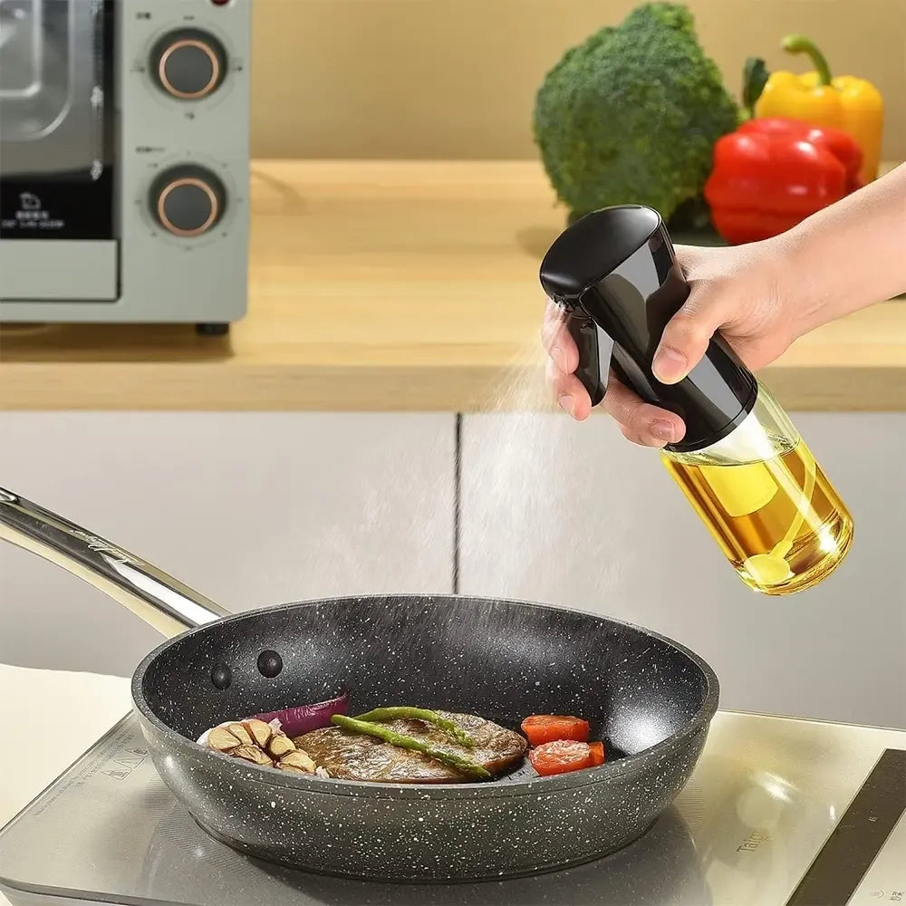 Didelis aliejaus purkštukas, 220 ml, plastikinis, skaidrus, patogus naudoti virtuvėje ar restorane