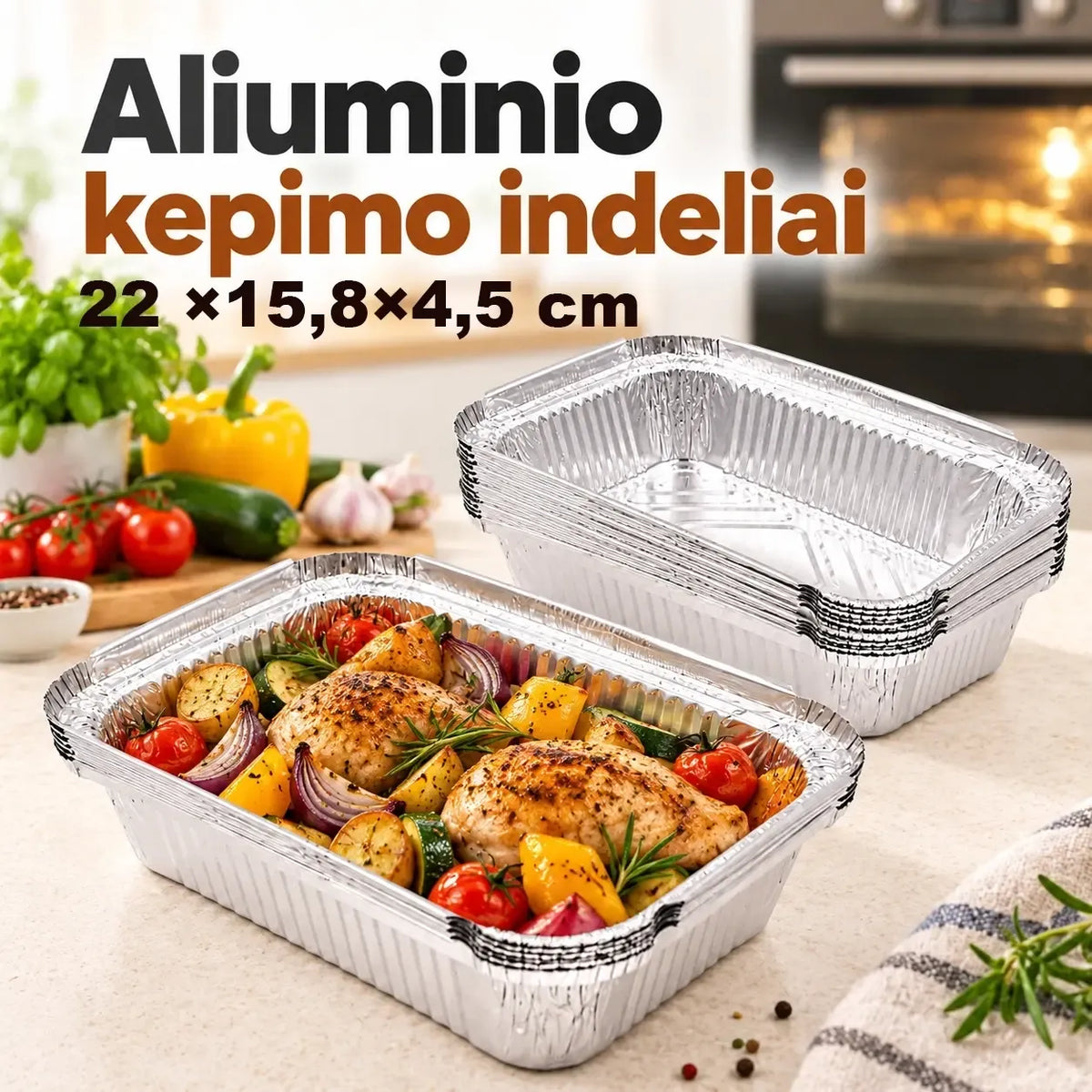 Aliuminiai kepimo indeliai, 6 vnt., tinkami kepimui ir kepimo formoms, pagaminti iš lengvo ir tvirtumo aliuminio.