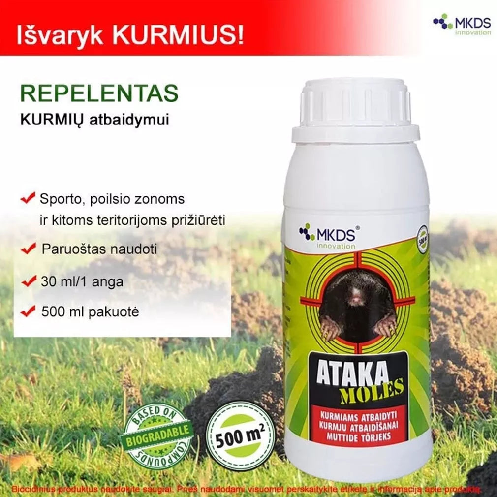 Ataka moles repelentas kurmiams atbaidyti, 500 ml