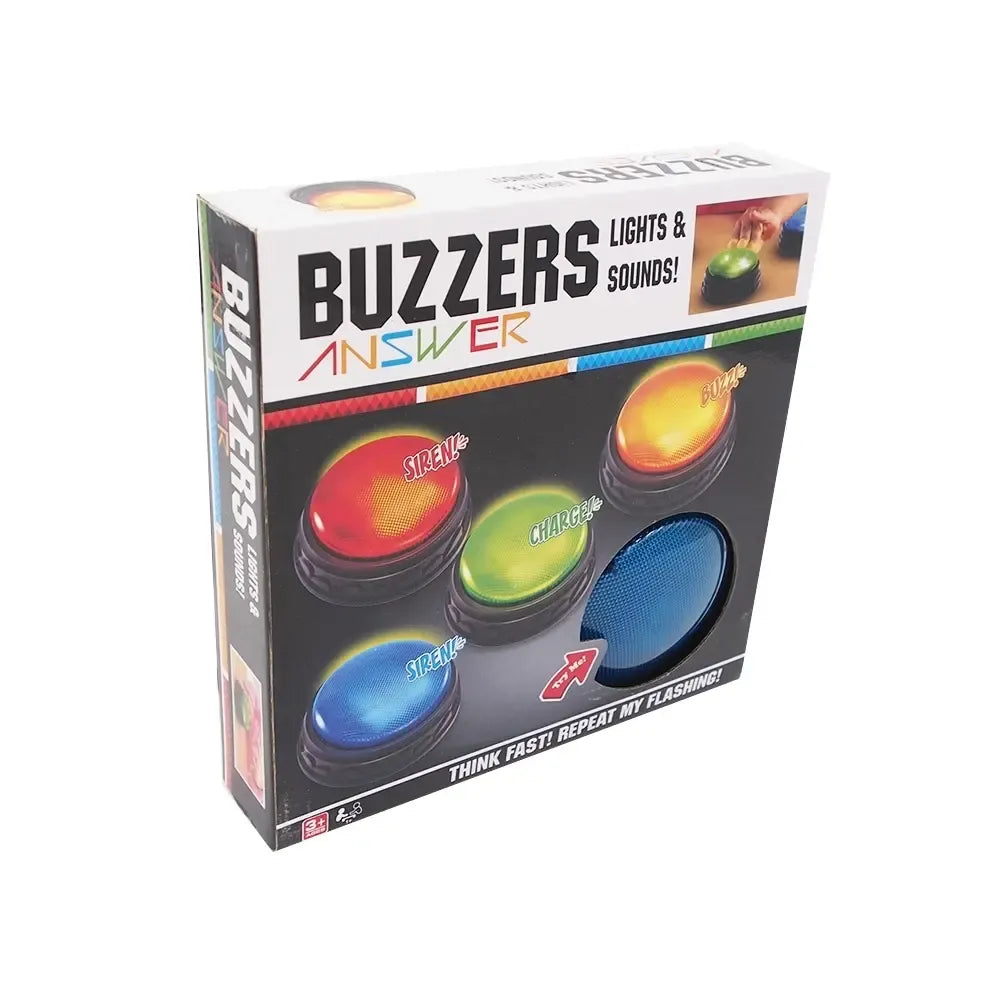 Atsakymo mygtukai „Buzzers“ 4 vnt., žaisliniai ir mokomieji žaislai, skirti reakcijos treniruotėms ir žaidimams.