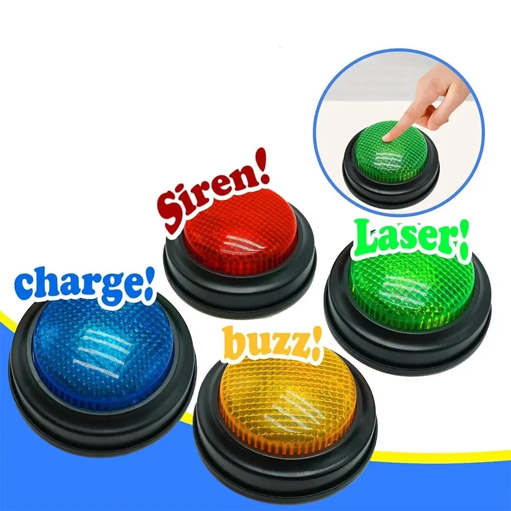 Keturi atsakymo mygtukai „Buzzers“ žaidimų ir mokymosi veikloms, skaidrūs ir patogūs naudoti.