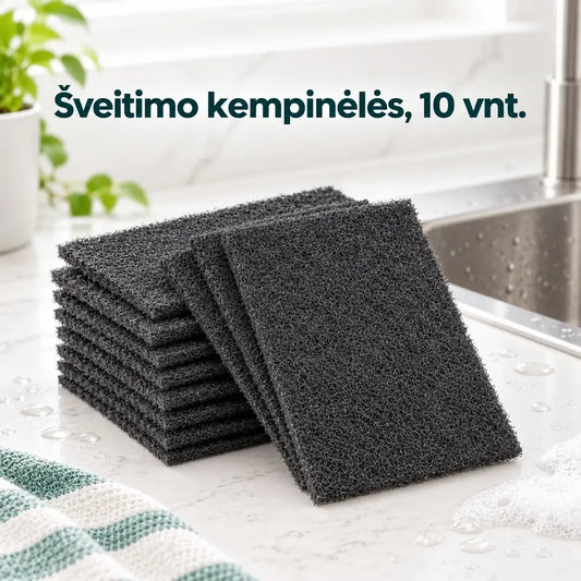 Aukštos kokybės valymo šveistukai, 10 vnt., TR2289C, su tekstūruotomis šereliais, skirti įvairiems valymo darbams namuose.