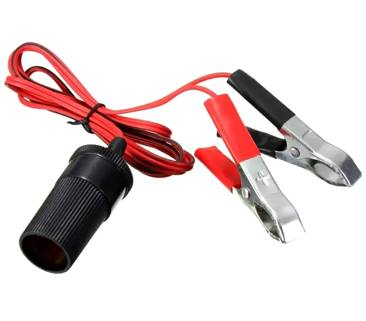 Automobilinis 12V cigarečių degiklio lizdas su krokodilais, automobilių elektros jungtis, patvarus ir universalus.